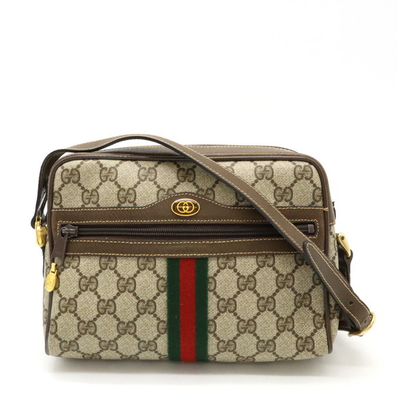Gucci Bag Brown Leather Sherry Pochette Beige Shoulder - Picture 1 of 8